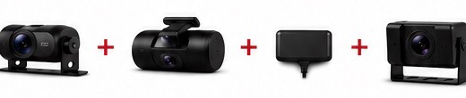 DocuDrive road-facing camera, driver-facing dashcam, GPS module, and rear camera